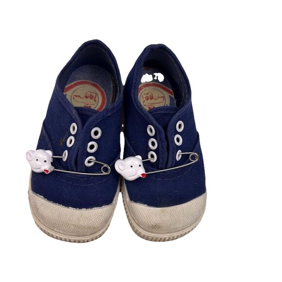 Vintage Canvas Boys Comfort Cushion Blue Sneakers Size 5 Made In USA - Picture 1 of 16